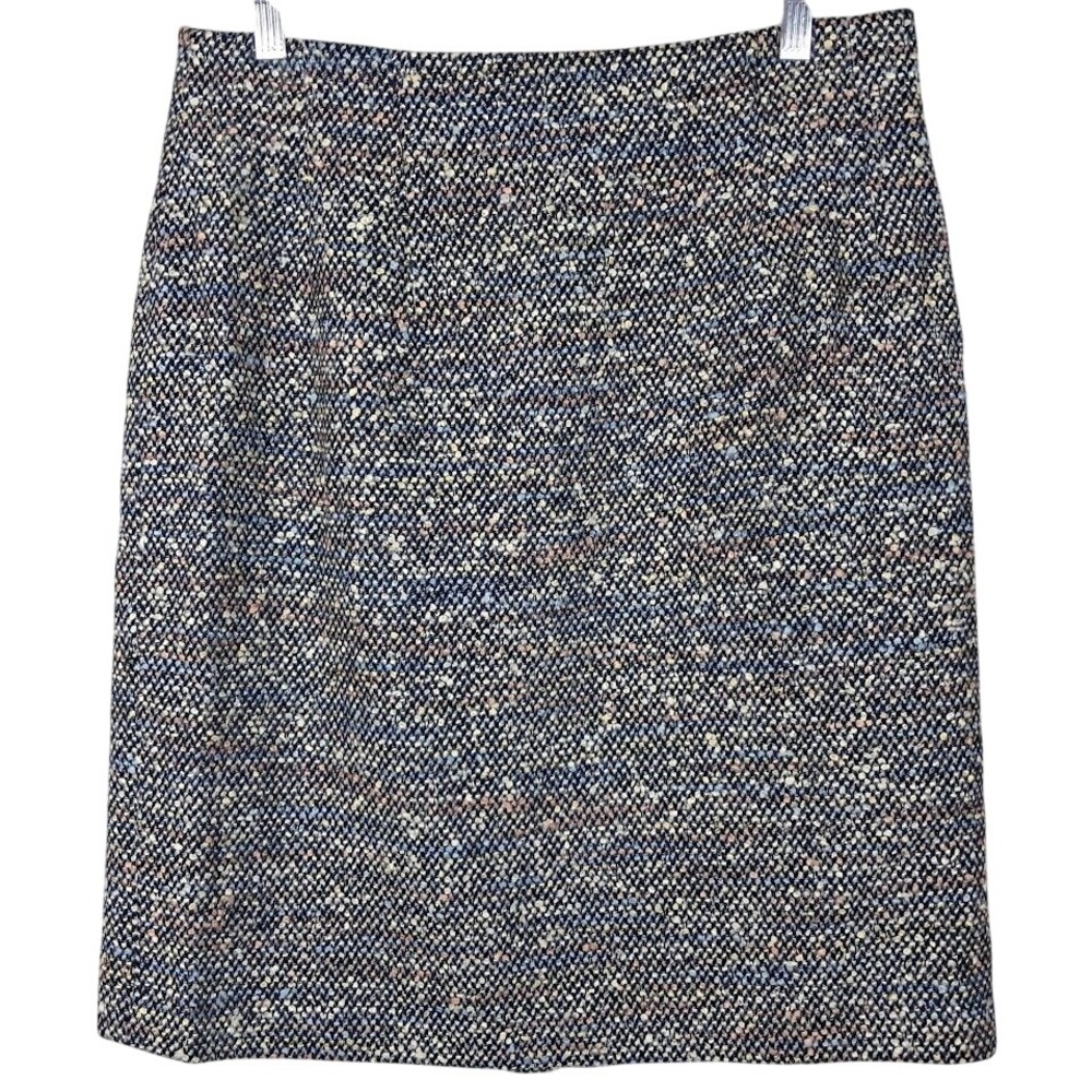 CHAUS 14 Tweed Pencil Skirt Wool‎ Blend Black Multi Knee Length Career Office